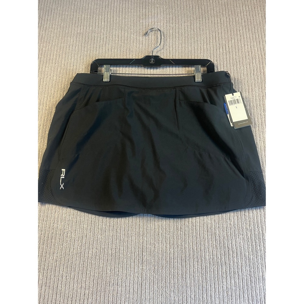 RLX Ralph Lauren Womens L Black Performance Golf Tennis Skirt Large NWT